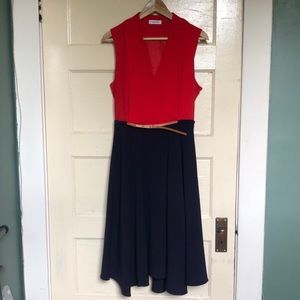 Calvin Klein cross front belted mini dress